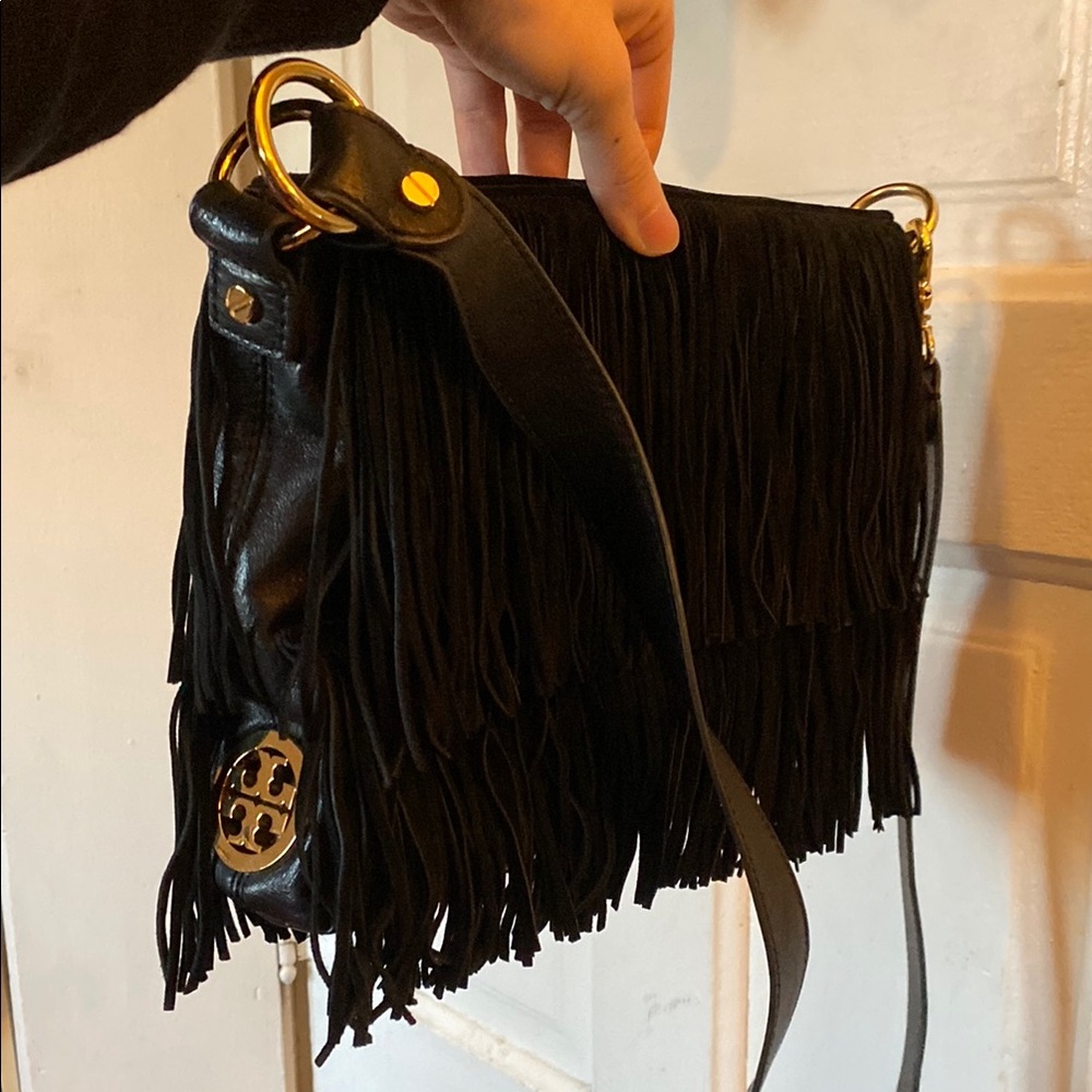 Tory Burch Black Fringe Crossbody Bag